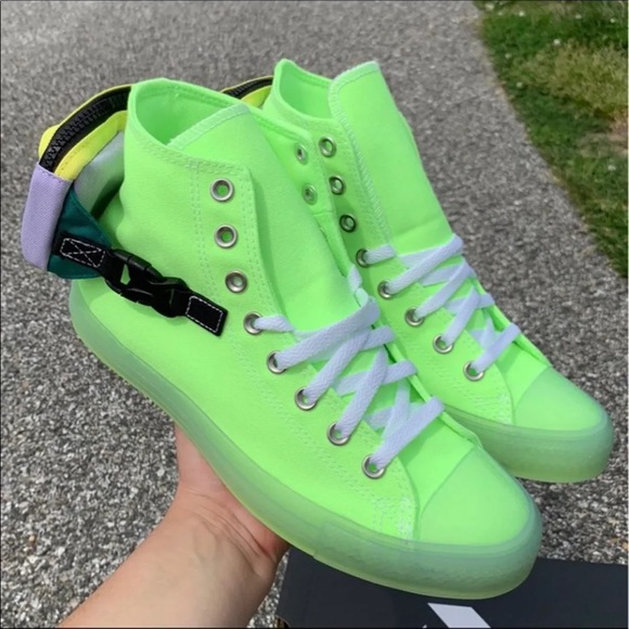 Converse CTAS HI Buckle Up Shoes in Neon Ghost Green New With Box Mens - Picture 5 of 12